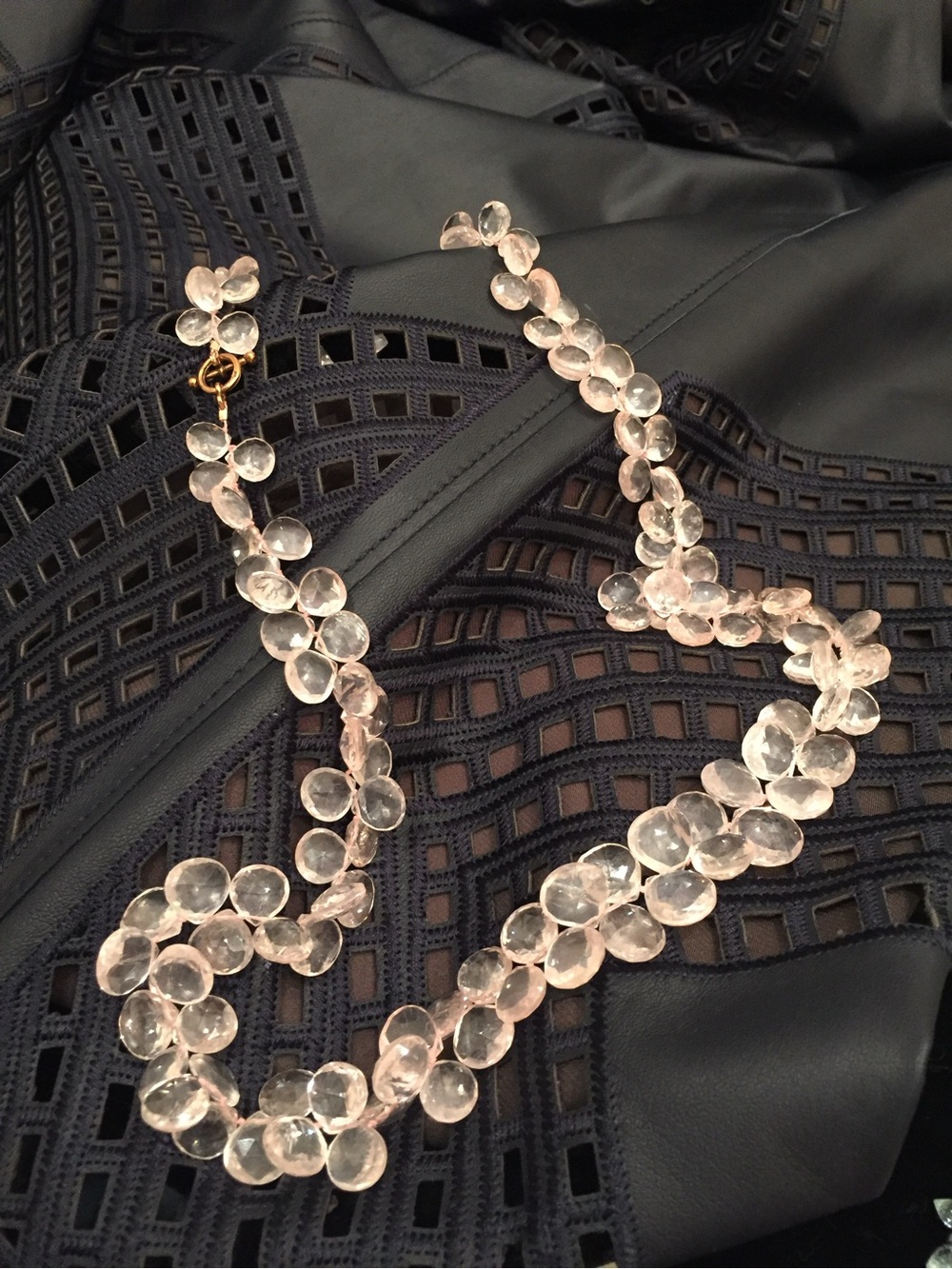 Rose Quartz Bead Necklace - Pink Statement Necklace